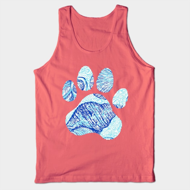 Blue Seashell Paw Print Tank Top by annmariestowe